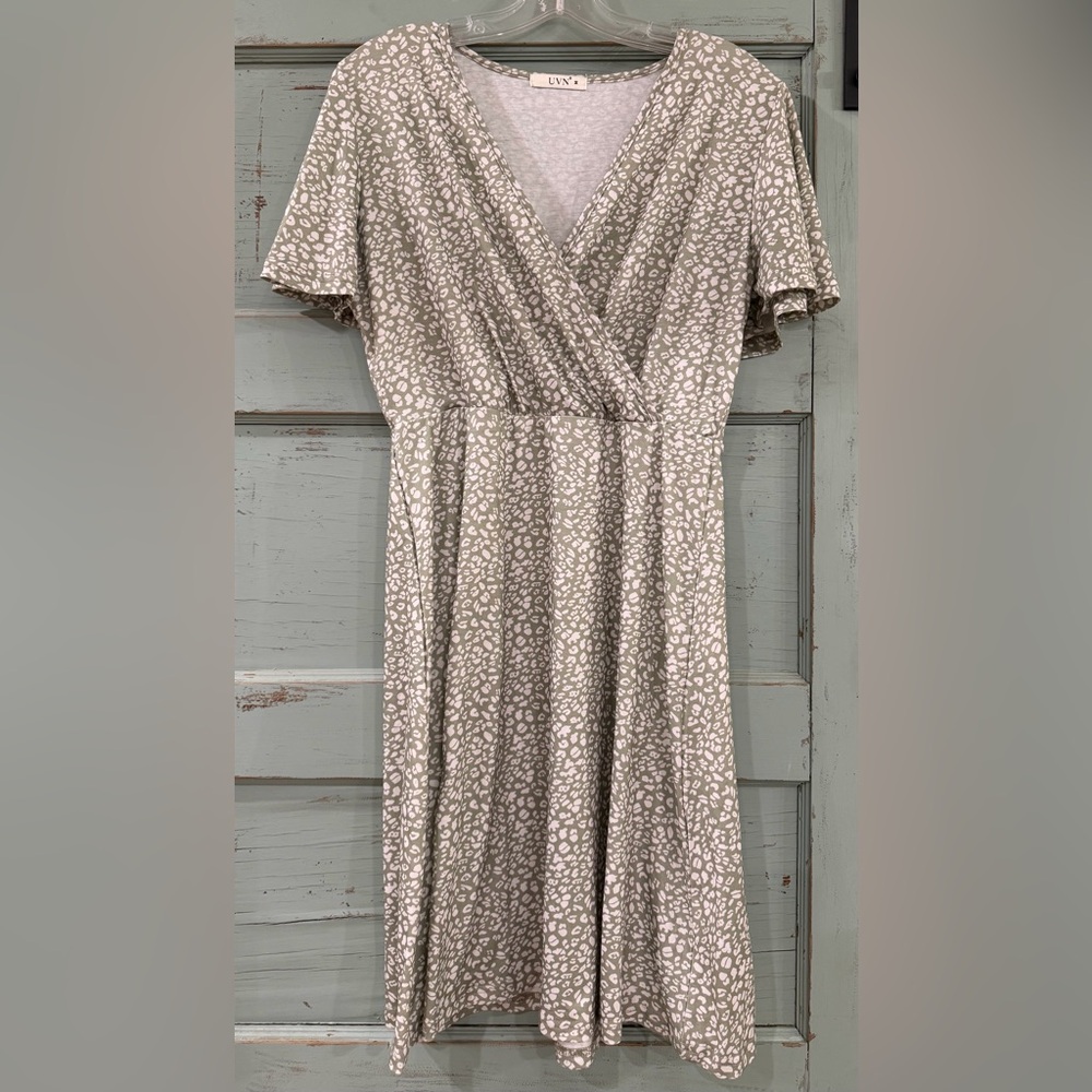 Olive Print Dress NWOT